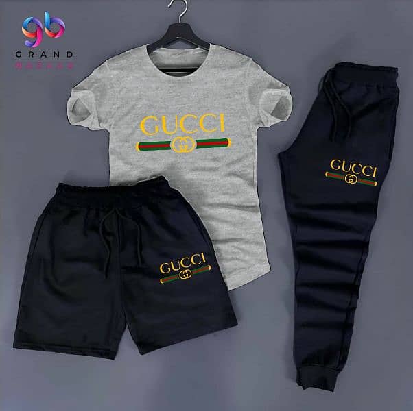 Gucci printed T shirt + Trouser+ shorts Tracksuit 7