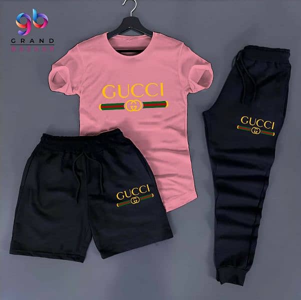 Gucci printed T shirt + Trouser+ shorts Tracksuit 8