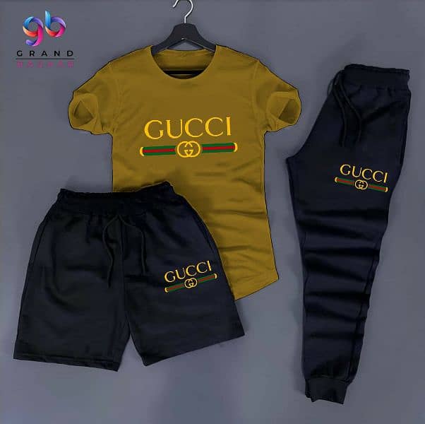 Gucci printed T shirt + Trouser+ shorts Tracksuit 9