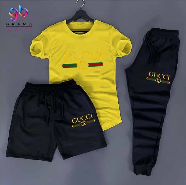 Gucci printed T shirt + Trouser+ shorts Tracksuit 11