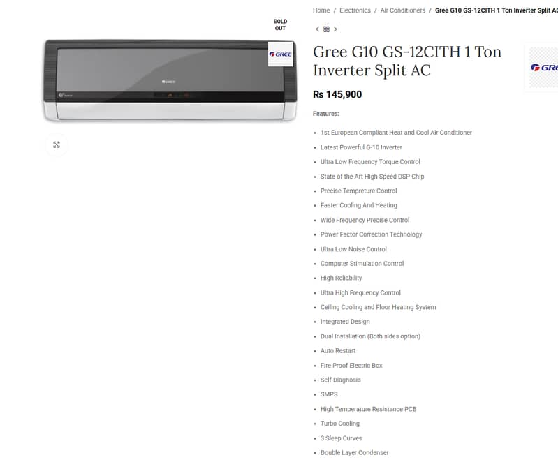 GREE INVERTER AC 1.0 TON HEAT AND COOL 2