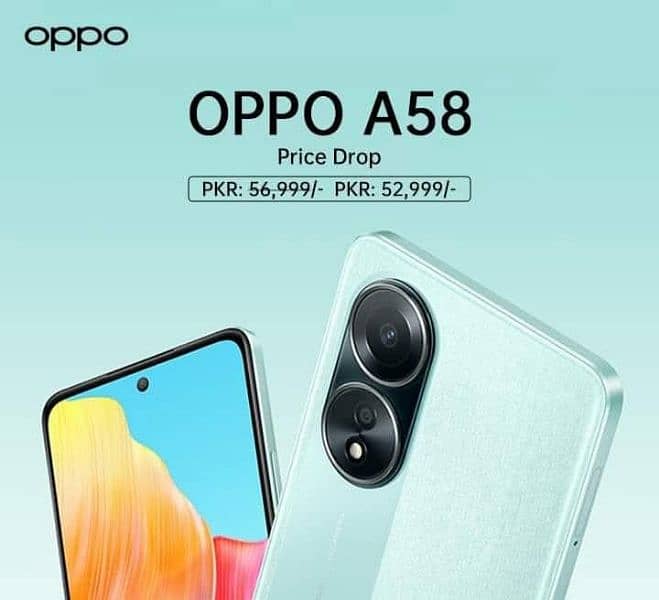 OPPO A58 Ram 8×8 Rom 128 PTA approved 0