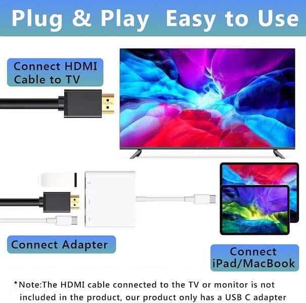 Type-C Adapter Cable Converter for Apple USB-C Digital AV 10