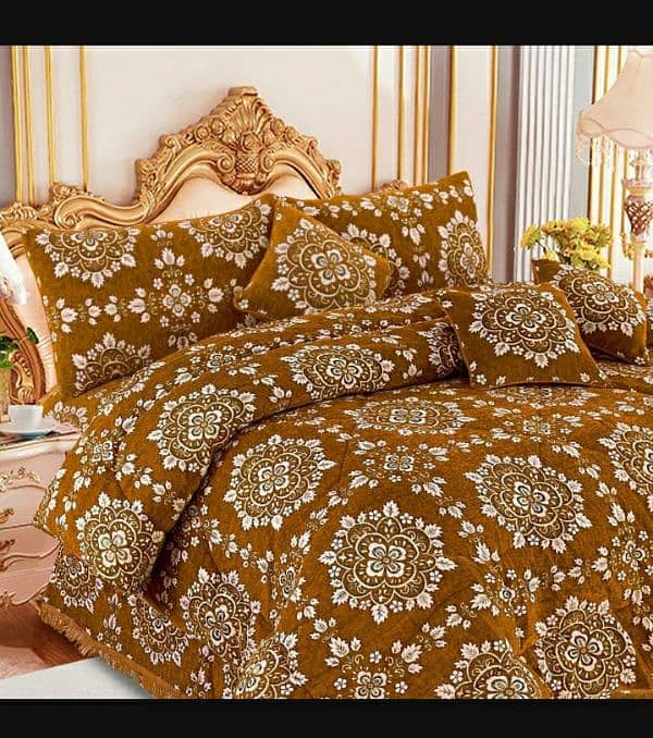 Luxurious Valvet jacquard Double bed Set 10 Pc  printeing assemble 1