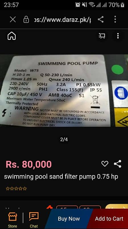 Swimming pool Pump SCPB 100 E .  P : 75 kW / 1HP . 8