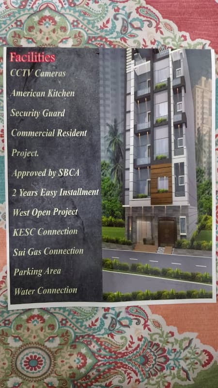 2 Bed Room Appartment on 2 years easy Installments. Akbar Villa near Bhopal Homes, Malir. G+4 STRUCTURE IS READY. COMMERCIAL PLOT, LEASED WITH ALL FASCILITIES. SBCA APPROVED. SECURITY GUARD. 2