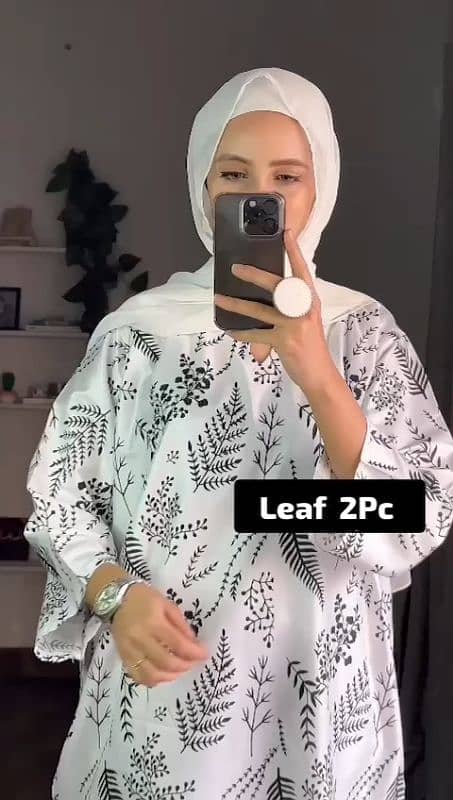 2 Pcs Woman's stitched linen leaf print suit 3