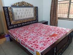 Beautiful Wooden Double King Bed, Mattress, Side Tables and Dressing