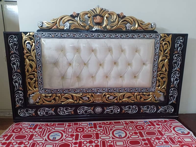 Beautiful Wooden Double King Bed, Mattress, Side Tables and Dressing 1