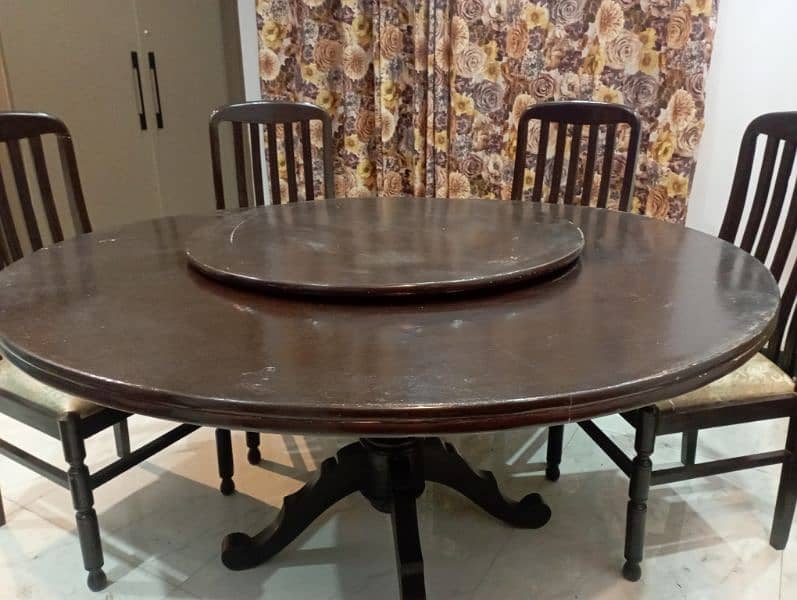 Pure Wood Round Dining Table with 6 chairs 1