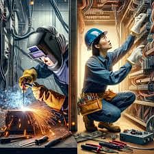 Welder, Electrician, Helper and Spray Painter for Industry