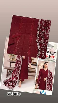 3pcs unstitched breeze embroidery suit