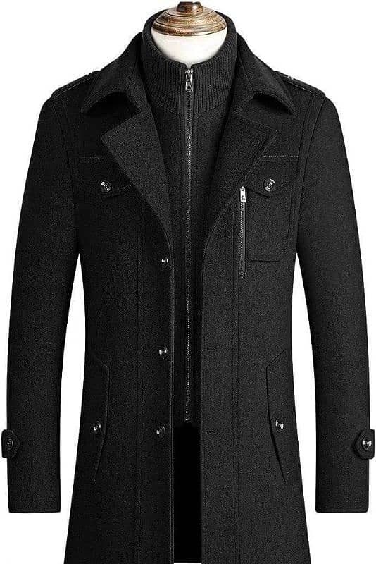 winter Black button trench coat for men 0