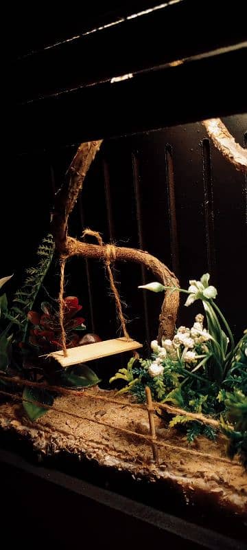 wooden miniature garden wall hanging lamp 4