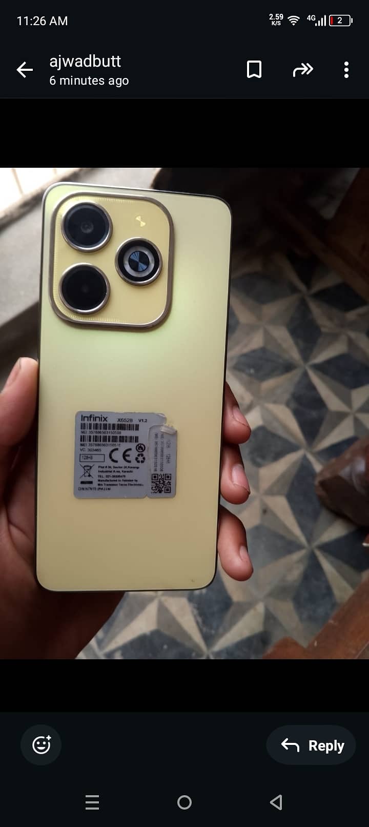 Infinix hot 40i 128gb 16 ram 03181557219 9