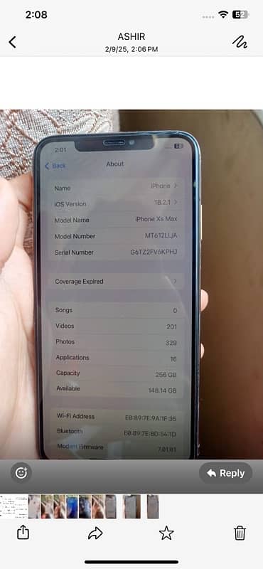 iPhone XS Max 256gb nonpta jv battery 83 original 2