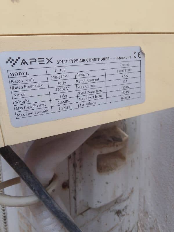 Apex 1.5 ton Split AC (NON INV. ) old in good condition 1