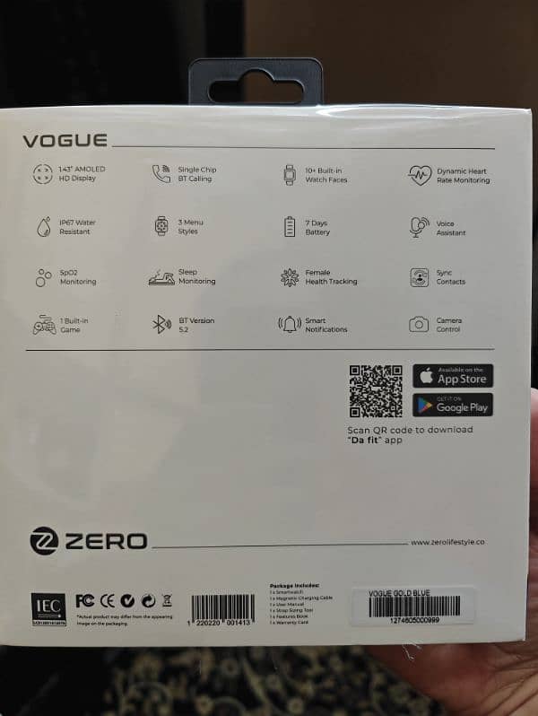 Zero Vogue Blue Gold Smartwatch 1