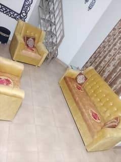 1Month used sofa 10 By 10 Condition Yellow gold color