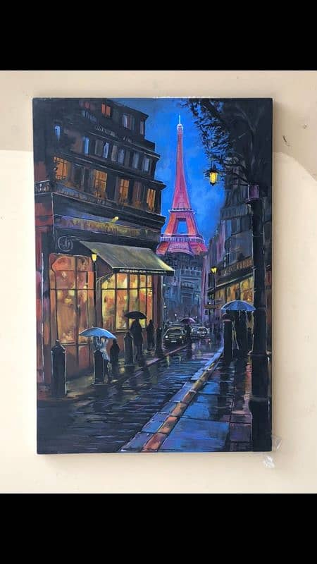 Rainy night in Paris -Hand painted Canvas 1