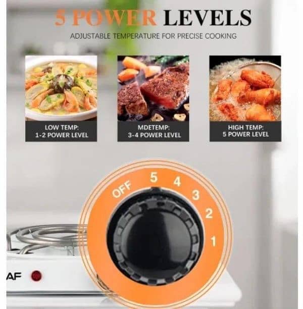 Adjustable Electric Stove With 5 Power Level -1 Pc For Precise Cooking 0