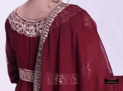 Maroon Georgette Party Wear with Golden Embroidery