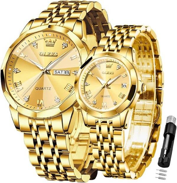 OLEVS Valentines Couple Pair Quartz Watches 0