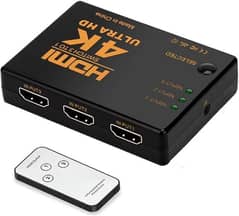 HDMI Switch 4K, 3 Ports Support with IR Remote 3 Input 1 Output