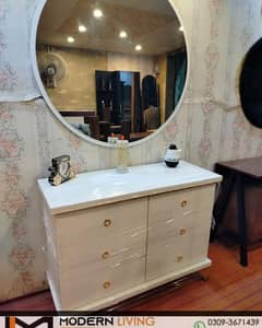 Dressing Tables 6 Drawers With Round Mirror