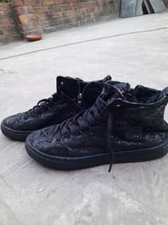 Versace black embroided leather shoes imported