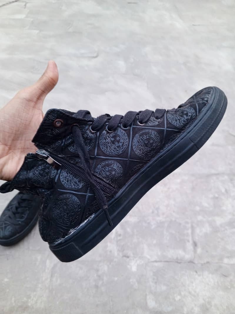 Versace black embroided leather shoes imported 5