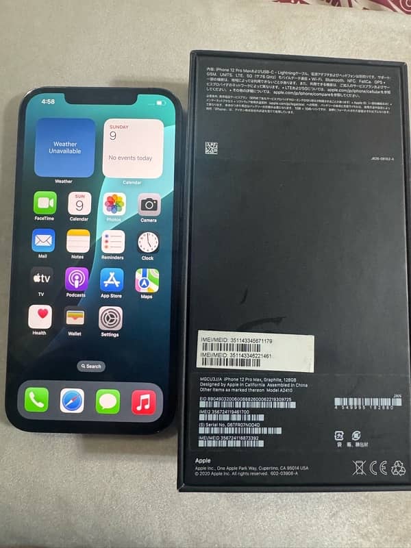 iPhone 12pro max PTA Approved 128GB 2