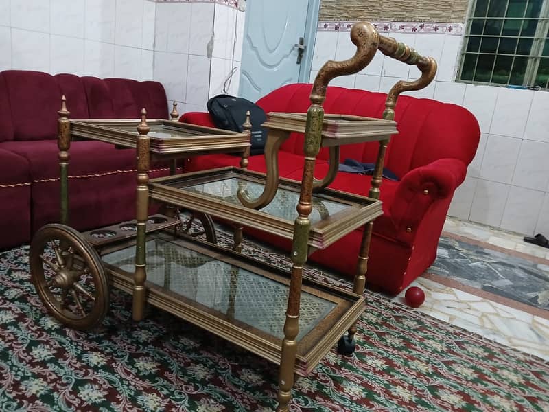 wooden Chinioti Tea Trolley with 4 steps Serving Square ShapeTeatrolly 0