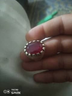 real ruby stone with silver ring