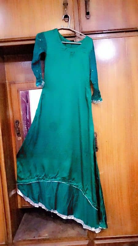 Green embroidery dress with silver work 3