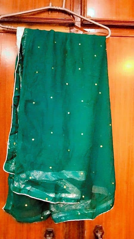 Green embroidery dress with silver work 5