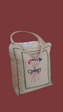 It's special embroidered bag made of jute fabric.