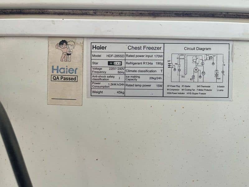 haier deep freezer 10 cu ft , 285 ltr HDF 285SD 0