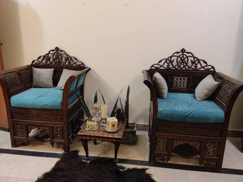 Chinioti solid shesham wood sofa set 2