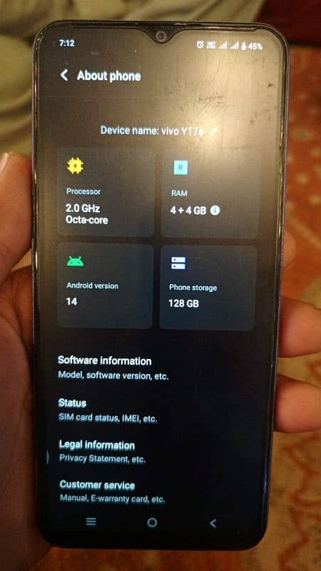 vivo Y17s.  4+4 ram storage 128 0