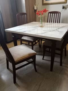 4 seater Dining Table/Wooden Dining/Velvet Poshish