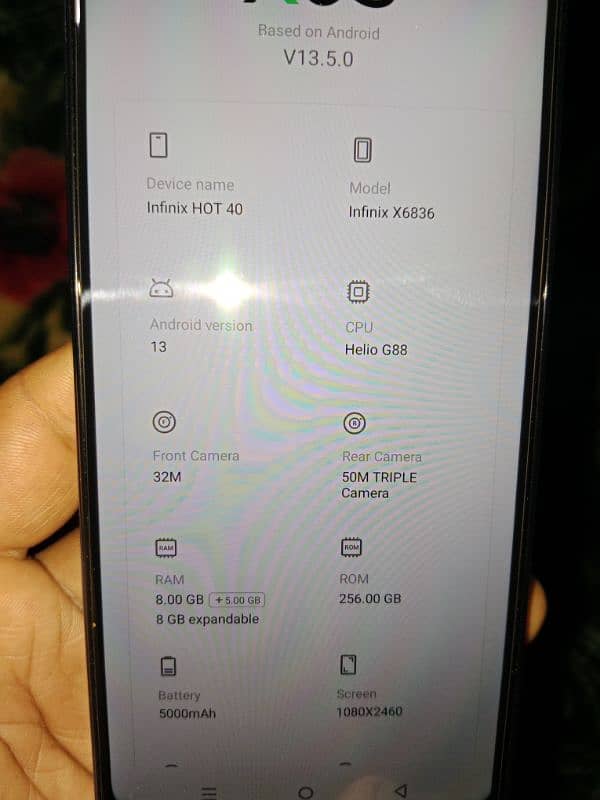 Infinix hot40 10/10 all ok 8+8 256 3