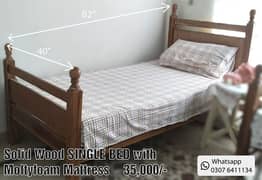 Solid Wood SINGLE BED with Moltyfoam Mattress