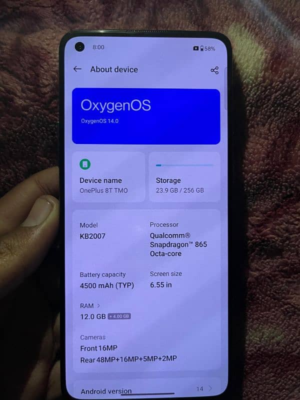 one plus 8T 12 256 single sim good condition 1