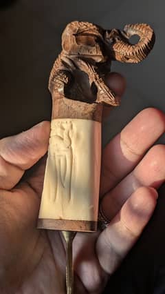 Very Cool Looking Hand Carved from Bone and Wood with Bottle Opener