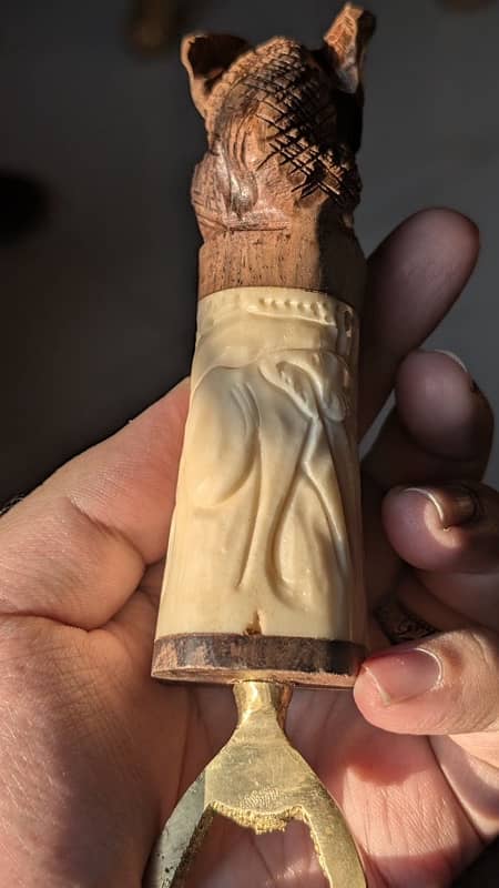 Very Cool Looking Hand Carved from Bone and Wood with Bottle Opener 1