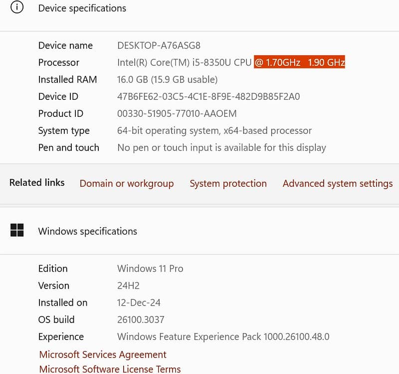 Dell (Latitude 7390), Intel(R) Core(TM) i5-8350U CPU @ 1.70GHz   1.90 7