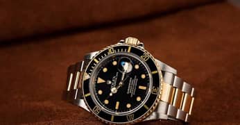 Rolex Submariner Black Index Dial Two Tone Swiss Watch