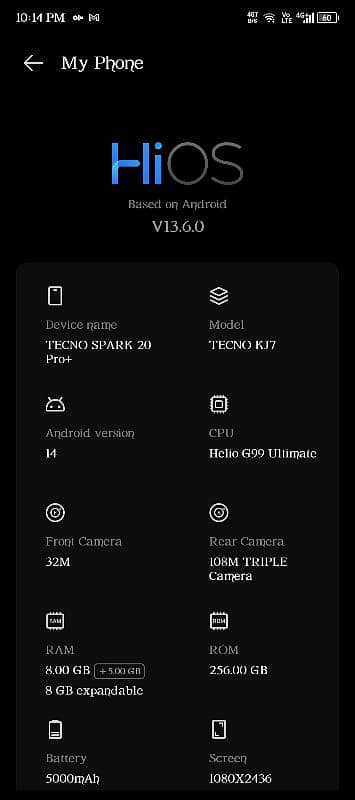 tecno spark20pro+ 8/256 6