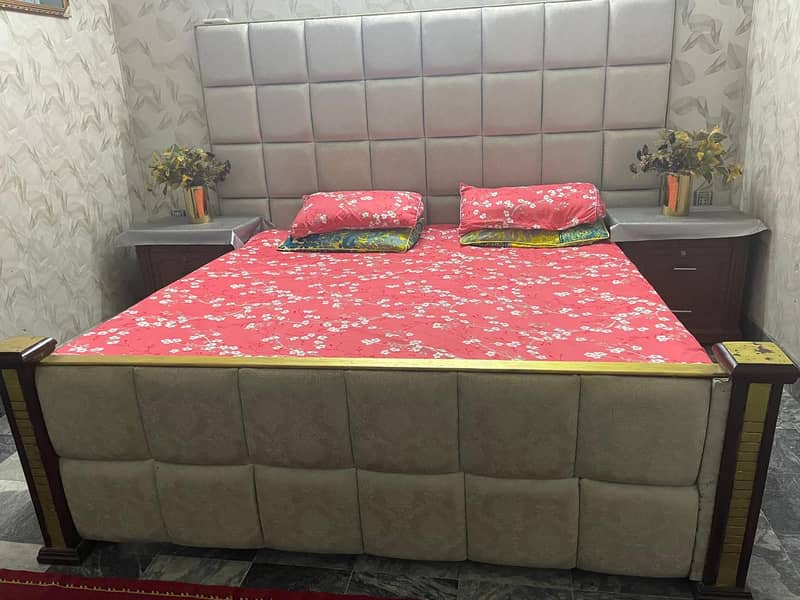 King Size Poshish Bed with 2 Side Tables 1